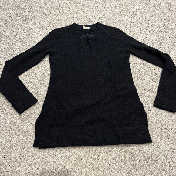Tory Burch Wool Alpaca Tunic Sweater Black Sz S Knit Pullover Preppy - Picture 1 of 8